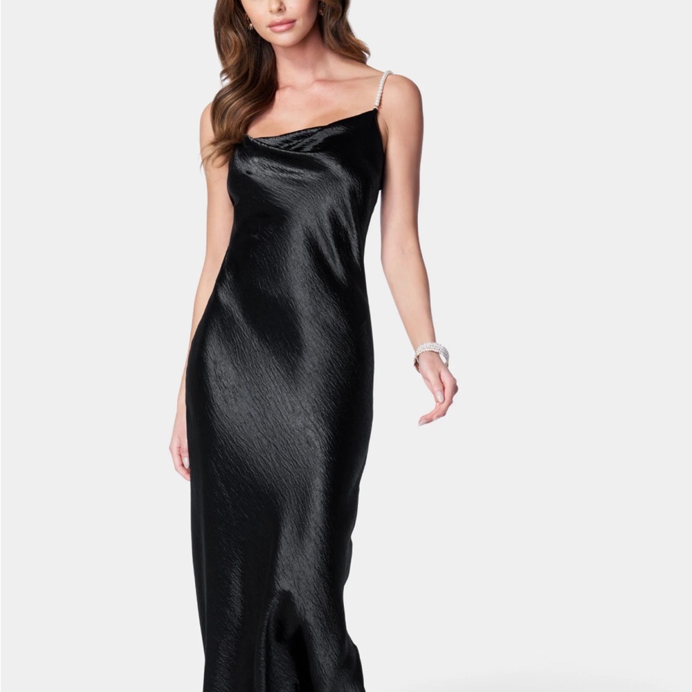 Elegant Black Satin Dress